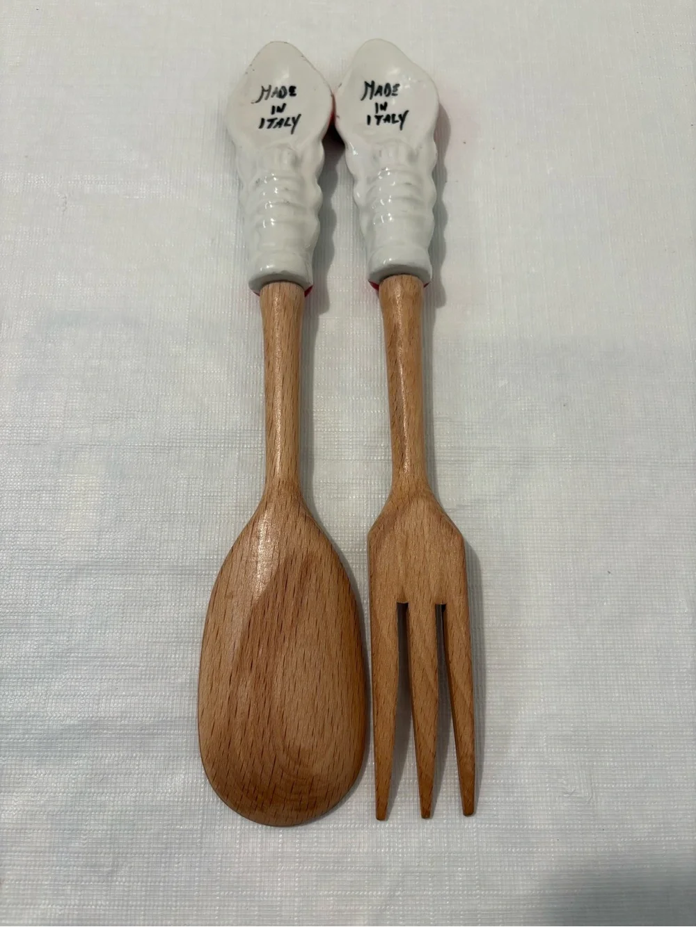 Hand-Painted Lemon Wood Salad Servers - Brand